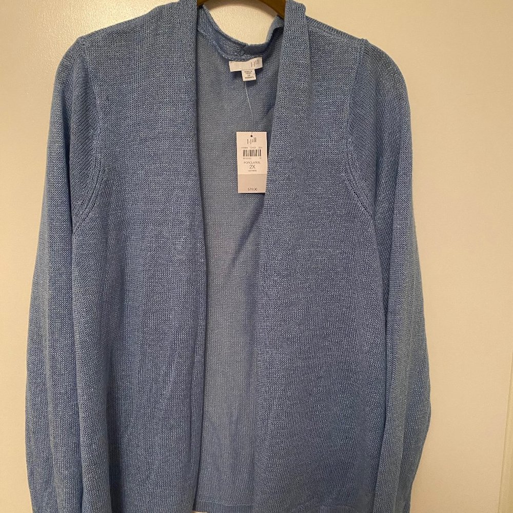 J Jill Open weave Pretty Blue Sweater New